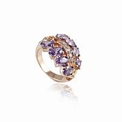 Fabulous Alloy Purple Oval Cubic Zirconia Ring