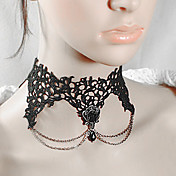 håndlavet sorte blonder obsidian krone Gothic Lolita halskæde