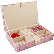 rosa quadratisch geformte Schlangenhaut Muster Kunstleder ladies'jewelry Box