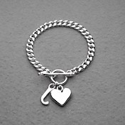 Fashion Silver Plated Heart&J Unisex Bracelet