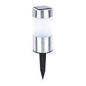 0.06W Solar Powered LED Lawn Light in Stainless Steel Cylinder Design