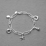 Beautiful Silver Plated Five Charms Women's Bracelet