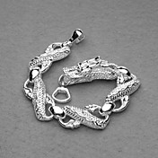 Fashion Silver Plated Heart Charms Unisex Bracelet
