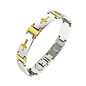 Men's Golden Cross Titanium Steel Bracelet