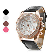 Women's Casual Crystal Style PU Leather Analog Quartz Wrist Watch (Assorted Colors)
