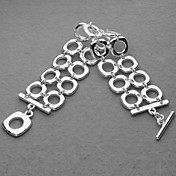Beautiful Silver Plated Two Square Chain Unisex Bracelet