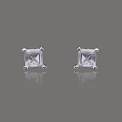 gorgeoussilver plaat vierkante vorm kristal oorbel