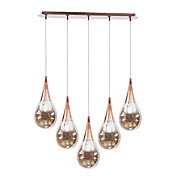 5 - Light Artistic Pendant Light with Glass Shade Rain Drop Design