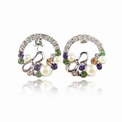Charming Alloy Crystal/Pearl Round Stud Earrings