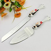  Personalized Bride & Groom Wedding Cake Serving Set In Resin Handle