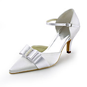 Satin Stiletto Heel Pointy Toe Pumps With Imitation Pearl / Bowknot Wedding Shoes (More Colors)