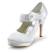 Satin Stiletto Heel Closed Toe Pumps With Bowknot Wedding Shoes (More Colors)