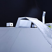 Contemporary Tub Faucet with Stainless Steel Spout + Hand Shower