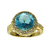 18K Platinum Plated & Top Round Crystal Fashion Ring(More Colors)