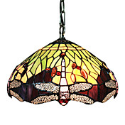 60W Tiffany Pendent Light with Glass Shade in Dragonfly Pattern