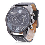 Men's  PU Analog Quartz Wrist Watch (2 Time Zone, Black)