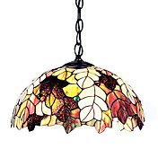 Tiffany Glass Pendent Lights with 2 Lights in Leaves Design