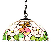 Tiffany Glass Pendent Lights with 2 Lights in Butterfly Design