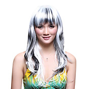 Capless Long Top Grade Synthetic Japanese Kanekalon Wavy Wig Full Bang Mixed-color