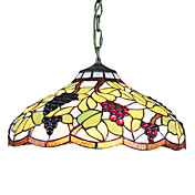 Tiffany Glass Pendent Lights with 2 Lights in Grape Pattern