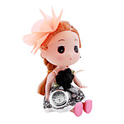 kinderen poppen stijl legering analoge quartz sleutelhanger horloge (zwart)