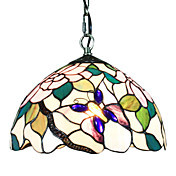 60W Tiffany Pendel Light med 1 lys i Purple Butterfly Mønster