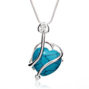 Gorgeous Fashion Jewelry Rhinestone And Heart Shape Imitation Gems Silver Plate Necklace