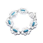 Elegant Fashion Jewelry Six Flower Imitation Gem Stone Silver Plate Bracelet