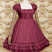 Ærmeløs Knælang Wine Red Cotton Retro Western Style Classic Lolita Dress