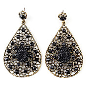 huecos gota de agua de estilo retro aretes para las mujeres (negro)