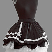 Short Black Cotton White Lace Princess Lolita Skirt