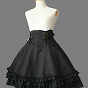 Knee-length Black Cotton Gothic Lolita Skirt