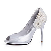 Elegant Leather Stiletto Heel Pumps/Peep Toe With Flower Wedding/Party Shoes