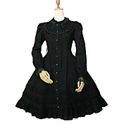 Long Sleeve Knee-length Cotton Flounced Collar Sweet Lolita with Lace