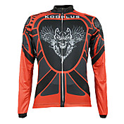 Kooplus Quick Dry Men's Long Sleeve Cycling Jersey (Red Flying Wolf)