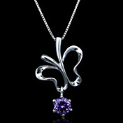 Fine Jewelry Elegante ametista Farfalla Collana Argento