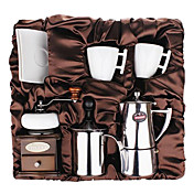 Regalo café serie en caja (Pot Moka & Sifón, Grinder, Copas, Dispositivo de burbujas de leche) T-008