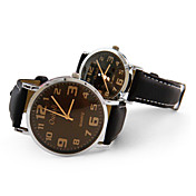 Unisex Lederband Analog Quarz-Armbanduhr mit Kaffee Dial (Black)