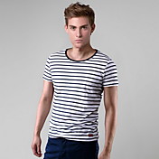 tutto l'uomo al collo strisce t-shirt