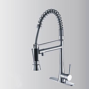 Contemporânea acabamento cromado torneira da cozinha Pull Out único punho