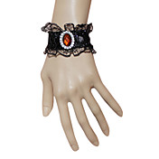 Black Lace Gothic Lolita Bracelet with Ruby