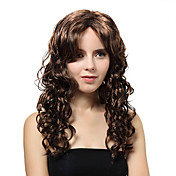 Capless Medium Brown Curly Synthetic Wigs