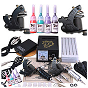 2 Cast Iron Tattoo Machine for Fôr og skyggelegging med LCD Power Supply