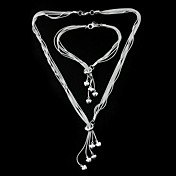 Beautiful Silver Plated cinco mujeres Corazones de la joyería conjunto incluyendo el collar, pulsera
