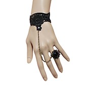 Black Flower Pattern Lace Aristocrat Lolita Ring Bracelet