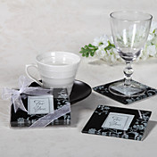 «Traditions intemporelles" élégant noir et blanc sous-verres en verre de photo (2 pièces)