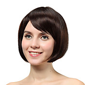 capless curto castanho reta 100% perucas de cabelo humano