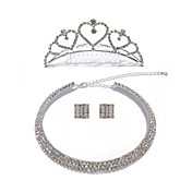 strass brilhante conjunto de jóias de casamento, incluindo colar, tiara e brincos