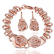 Gorgeous 18K Gold Jewelry Set With Rhinestone Including Earring,Bracelet (More Colors)
