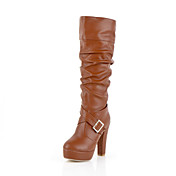 Leatherette Chunky Heel Knee High Boots With Buckle Party / Evening Shoes (More Colors)